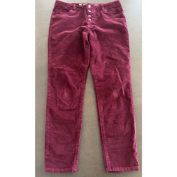 Cat & Jack Girls Skinny Corduroy Low-Rise Jeans Burgundy Sz 14plus XL soft cozy - Picture 3 of 11